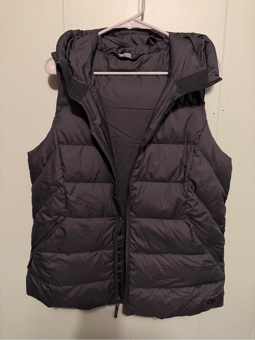 Outdoor Research Women's Hooded Quilted Puffer Vest — Charcoal